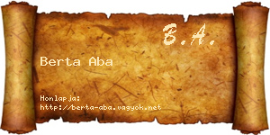 Berta Aba névjegykártya